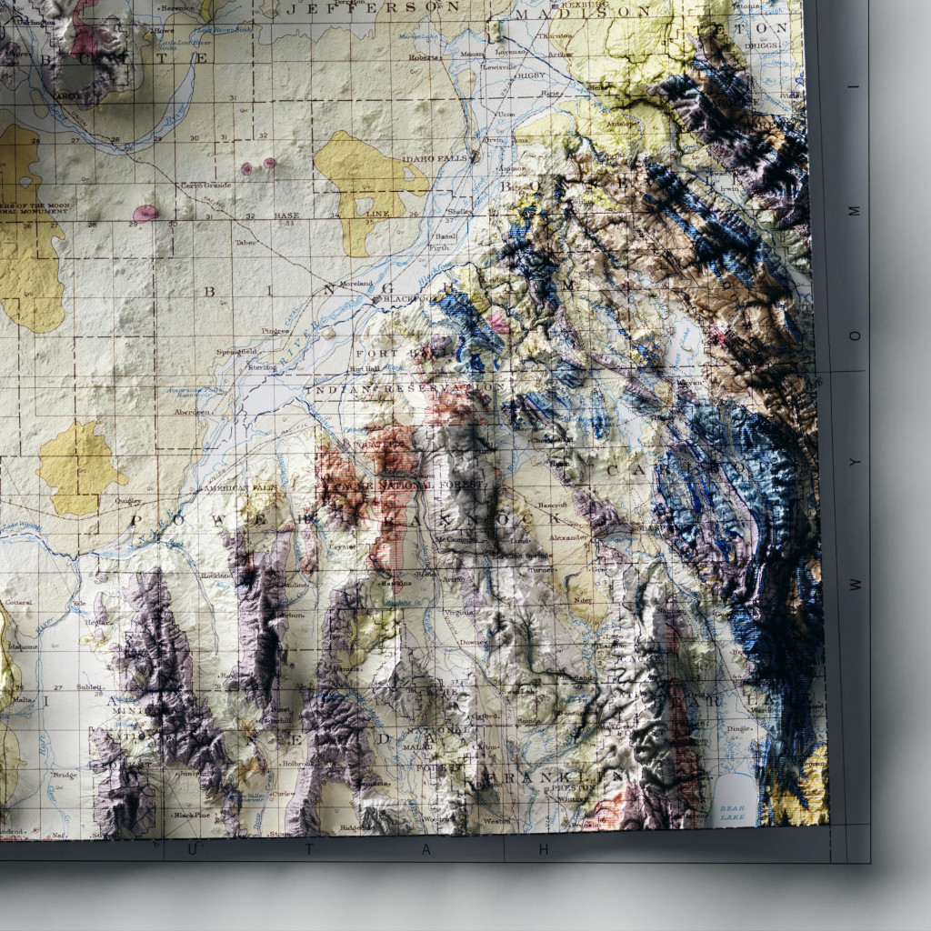 Idaho 1947 Relief Map | Idaho Vintage Relief Map | Geoartmaps