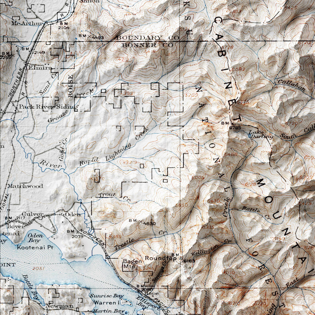 Priest Lake Relief Map