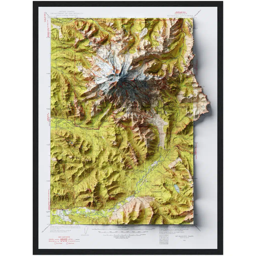 Mount Rainier map 1924 Relief Map