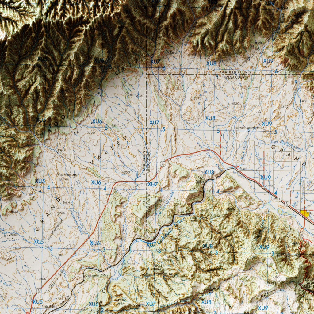 Grand Junction Relief Map