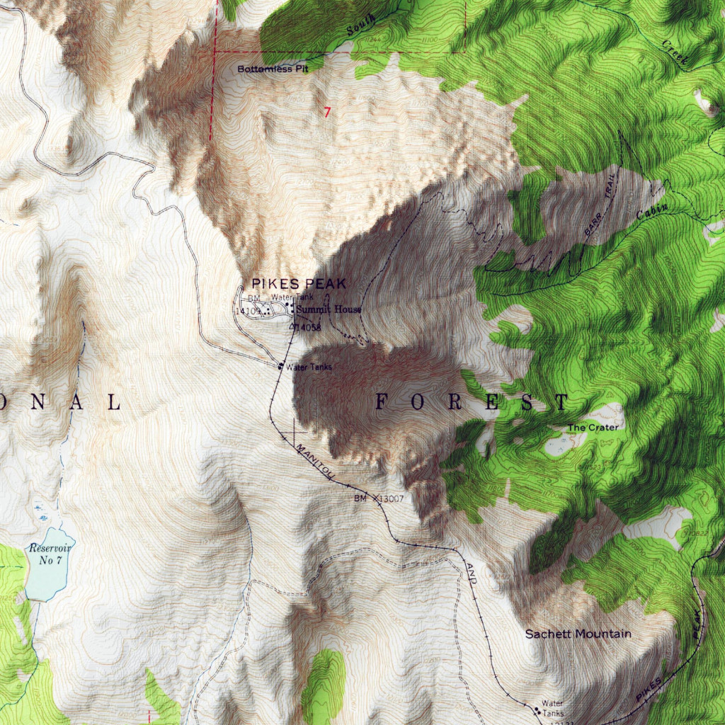 Pikes Peak Relief Map