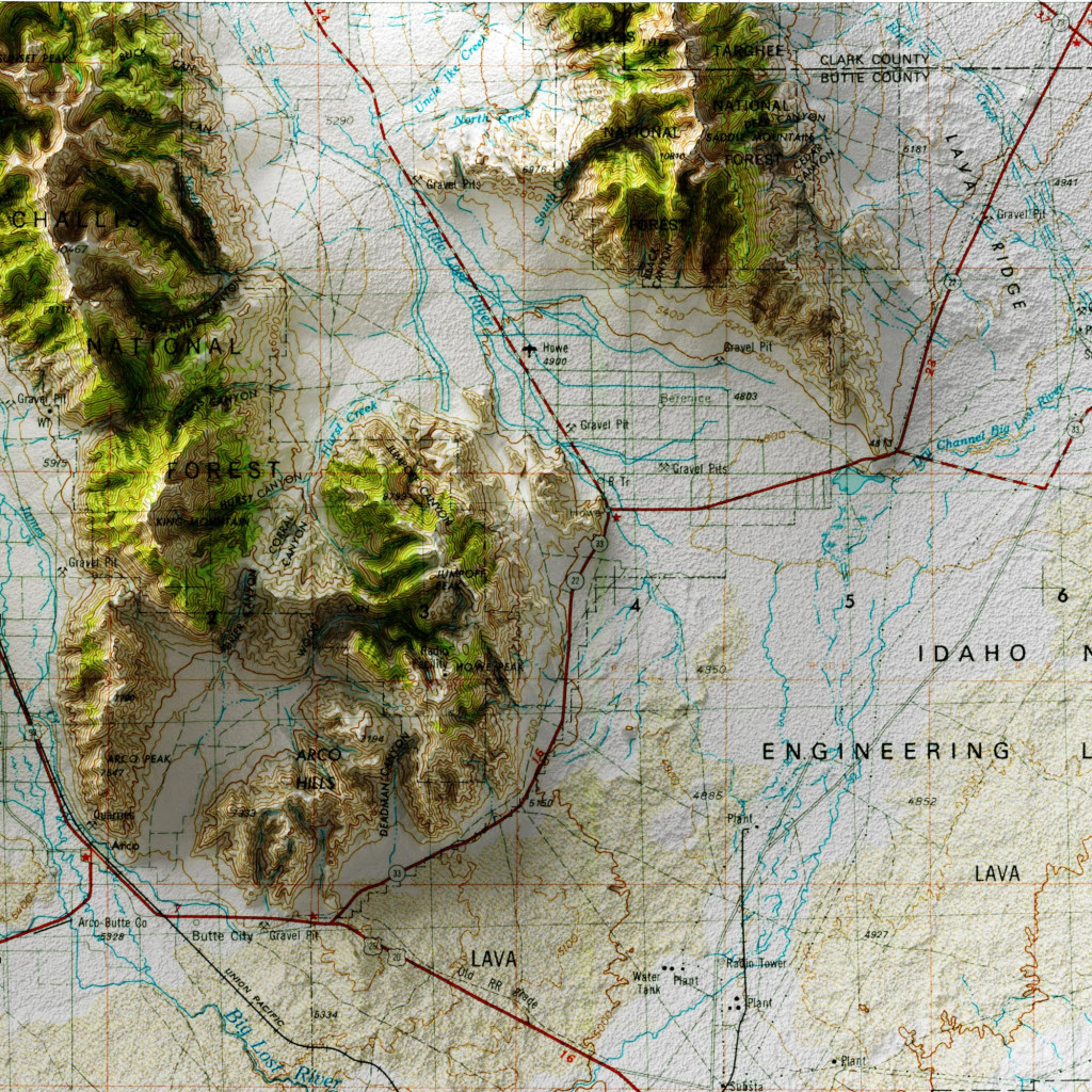 Idaho Falls Relief Map
