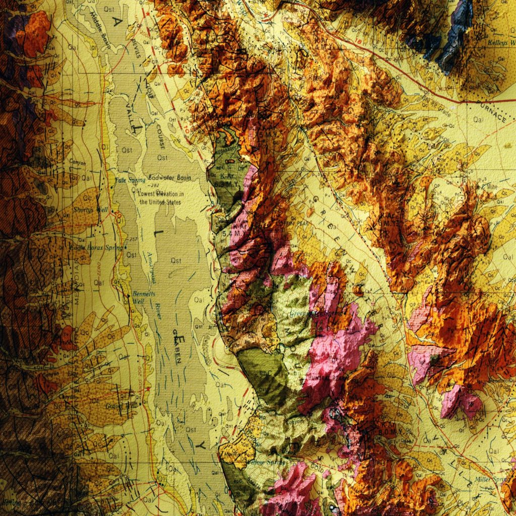 Relief map of death valley