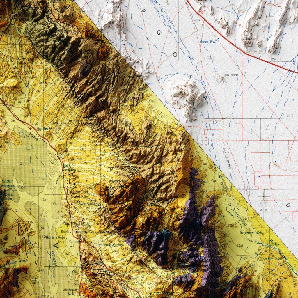 Relief map of death valley
