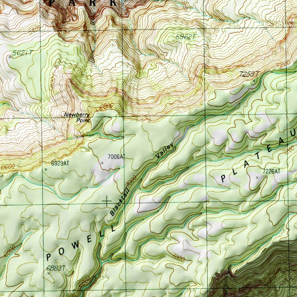 Powell Plateau - Grand Canyon National Park Map 1988