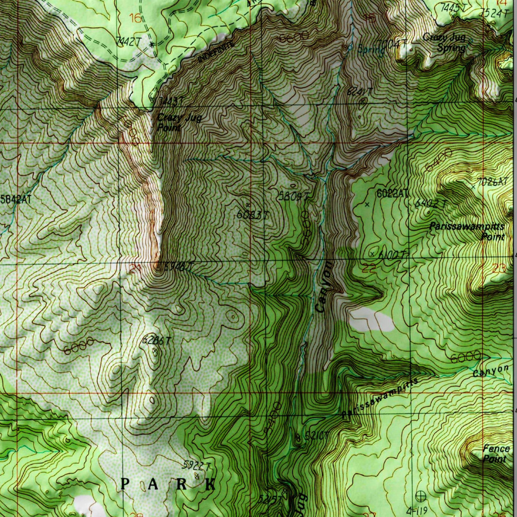 Tapeats Amphitheater - Grand Canyon National Park Relief Map 1988