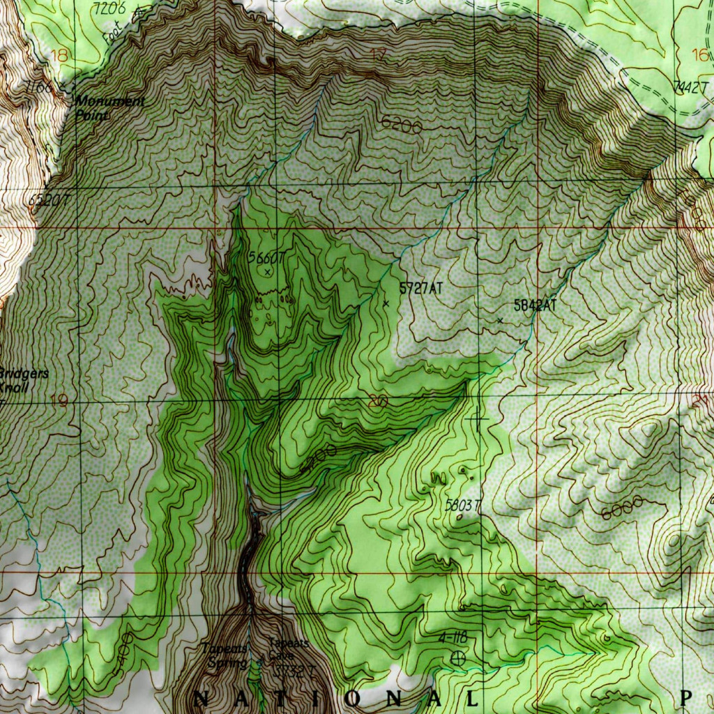 Tapeats Amphitheater - Grand Canyon National Park Relief Map 1988