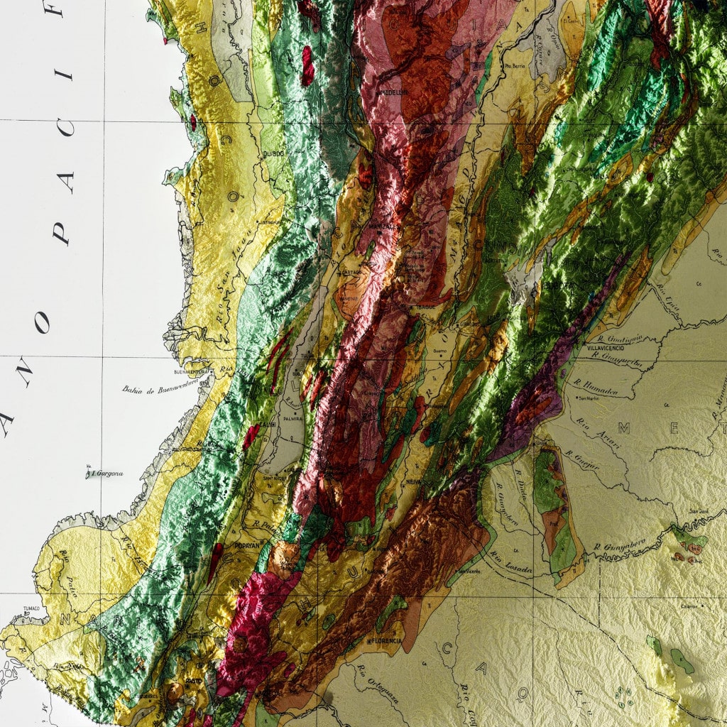 Vintage Colombia Relief Map