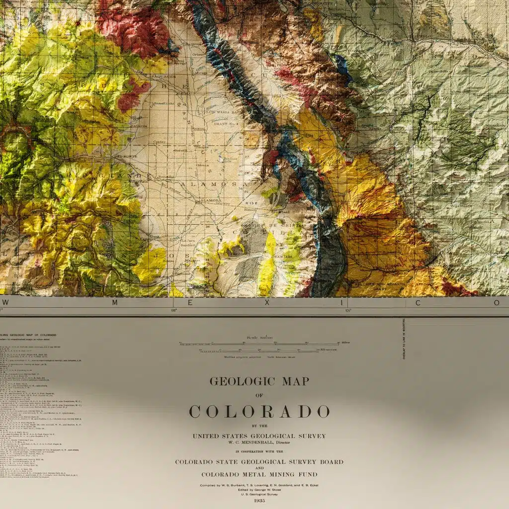 Colorado 1935 Geologic Map-Black Frame