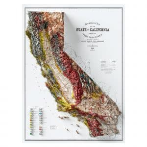 Framed Vintage California Geologic Wall Map 1916
