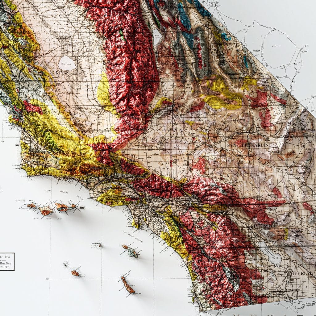 California Relief Map 1916 geology