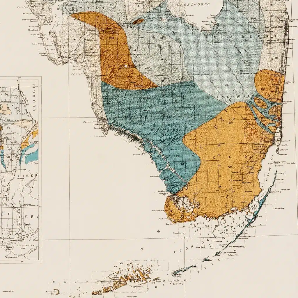 Vintage Geologic Map Of Florida 1945-Z4